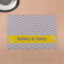 Personalizado Gris y Amarillo símbolos Rayas Alfombra de comida para mascotas