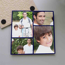 Portavasos personalizado de cerámica con collage de 4 fotografías