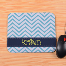 Personalized Blue Chevron Mouse Pad