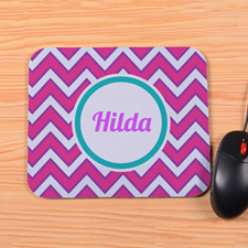 Personalized Fuchsia Chevron Mouse Pad