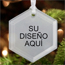 Custom Imprint Glass Ornament Hexagon 3