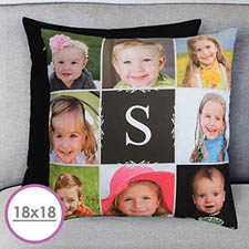 45.72 cm x 45.72 cm Monogramado Foto Collage Almohada Personalizada Cojín (Sin Insertar)