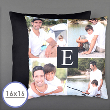 Funda de almohada fotográfica personalizada inicial 40.64 cm x 40.64 cm (sin relleno)