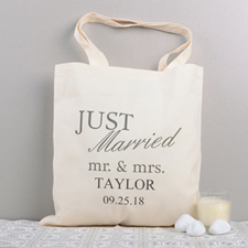 Bolsa de boda de algodón de Recien Casados personalizada