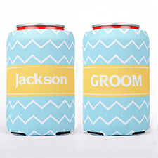 Rayas Océano Chevron Stripe Personalizado enfriador de lata