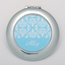 Espejo compacto redondo personalizado Damasco color Aqua