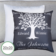 Funda de almohada grande personalizada Black Family Tree 50.80 cm x 50.80 cm (sin relleno)