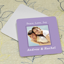 Portavasos de cartón cuadrado personalizado con fotografía en color Lavanda