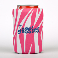 Bordado de cebra color fucsia Enfriador de latas personalizado