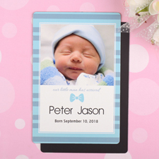 Anuncio de nacimiento personalizado del hombre pequeño Imán de fotos 10.16 cm x 15.24 cm Grande