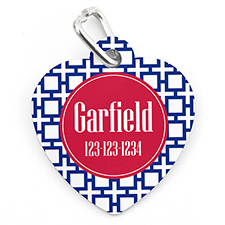Placa de mascota personalizada con forma de corazón con diseño ¨Cruz¨en color azul marino