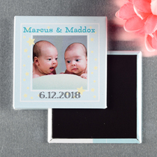 Gemelos Chico Bautizo personalizados Recordatorio foto imán