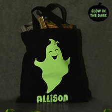 Bolsa de trucos o regalos de Halloween personalizados de la chica fantasma negra
