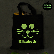 Bolsa personalizada para regalos de Halloween con gatos que brillan en la noche