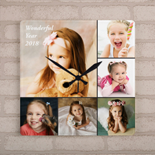 Reloj personalizado con collage de 6 fotografías, 27.3 cm