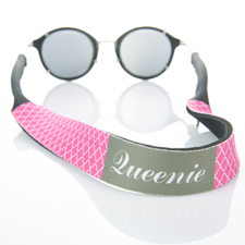 Rosado caliente Quatrefoil Monogramado correa de gafas de sol