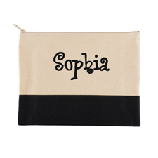 Bolso cosmético bordado en negro Trim, grande