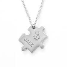 Ancla grabada Collar personalizado de rompecabezas con nombre, frente personal