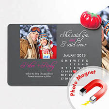 Nevera personalizada 10.16 cm x15.24 cm Calendario grande Guardar la fecha Foto Imán, Gris beso