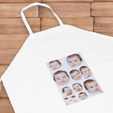 Delantal personalizable con collage de 10 fotos. Adultos (Hombre y mujer).