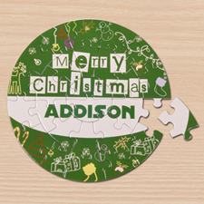 Feliz Navidad verde Redondo 18.42 cm Puzzle