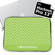Custom Name Lime Quatrefoil Macbook Pro 13 Sleeve (2015)