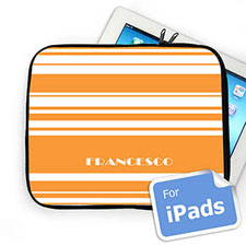 Custom Name Orange Stripes Ipad Sleeve