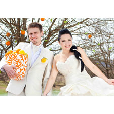 Tarjeta animada de foto completa para boda y aniversario. Posición Horizontal