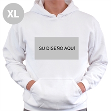Sudadera personalizada sin cremallera color Blanco. Con fotografía horizontal. Tamaño: Extra Grande