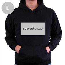 Sudadera personalizada sin cremallera color Negro. Con fotografía horizontal. Tamaño: Grande