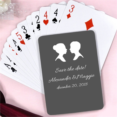 Naipes con silueta personalizados para el matrimonio 