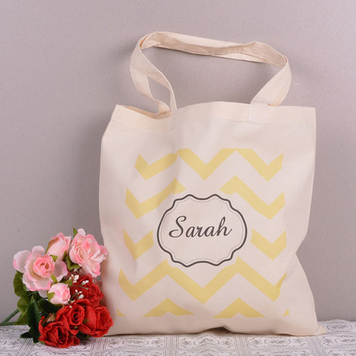 Bolsa personalizada con símbolos amarillos Palabras 
