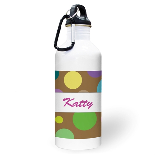 Botella de agua de lunares de fotografía personalizada de una chica