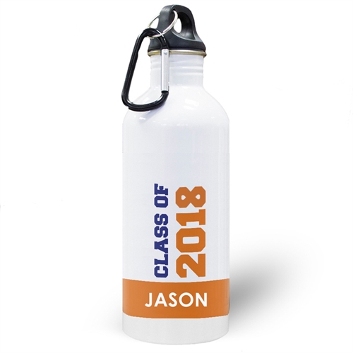 Botella de agua naranja personalizada de la clase de 2020