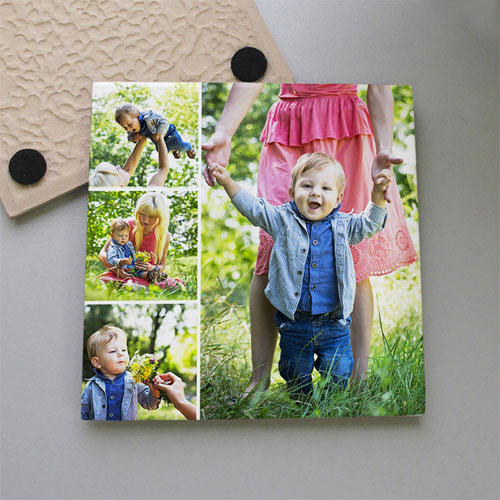 Portavasos cerámico personalizado con collage de 4 fotografías