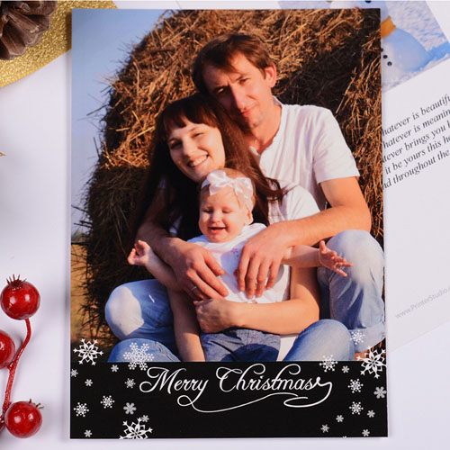 Tarjeta personalizada de Navidad color Negro