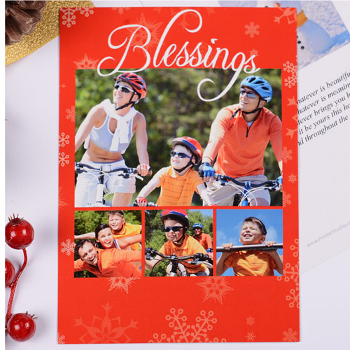 Tarjeta personalizada con collage de 4 fotografías diseño 
