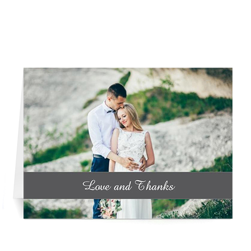 Tarjeta personalizadas de Boda con fotografía en color Gris Doblado Causal 5x7