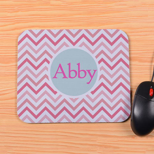 Personalized Colorful Carol Chevron Mouse Pad