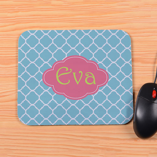 Personalized Blue Clover Mouse Pad