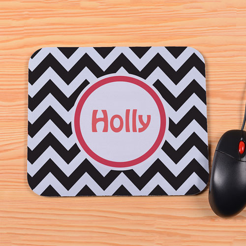 Personalized Black & White Chevron Mouse Pad