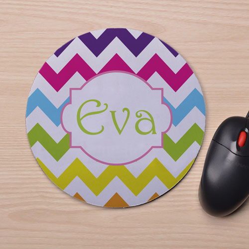 Custom Printed Colorful Chevron Pattern Design Mouse Pad