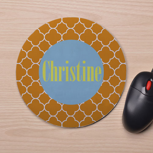 Custom Printed Orange Clover Design Mouse Pad