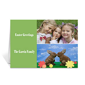 Tarjeta personalizada de felicitación verde con fotografía 