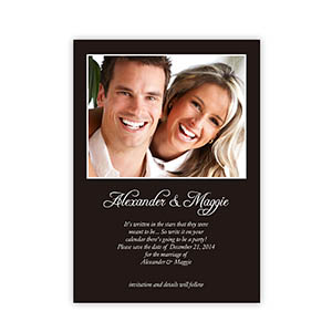 Tarjeta personalizada de anuncio de boda color negro