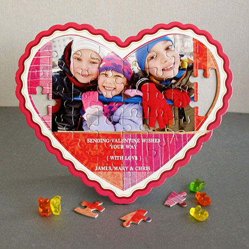 Enviando amor Personalizado Rompecabezas en forma de corazón