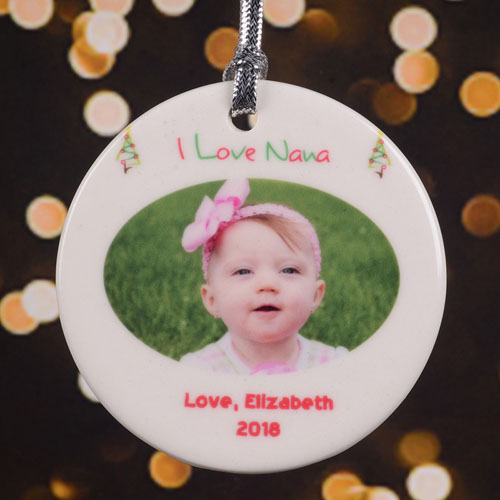 I Love Nana Personalized Photo Porcelain Ornament
