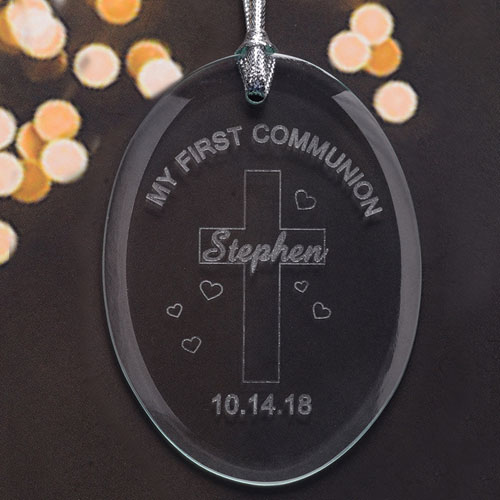 Personalized Laser Etched My First Communication Glass Ornament