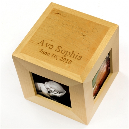 Foto-cubo de madera grabado 