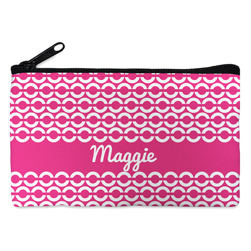 Bolsa cosmética personalizada con cadena color fucsia